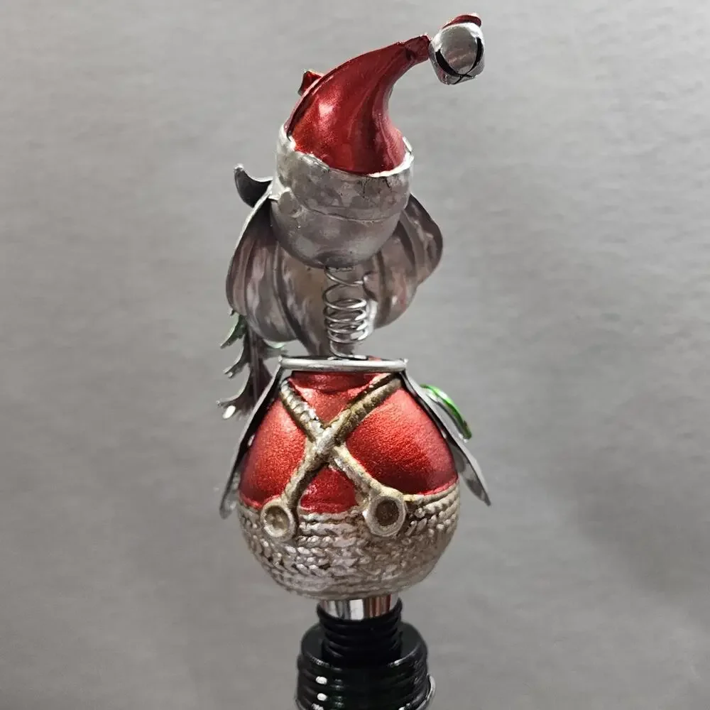 Handcrafted Santa Clause Metal Holiday Wine Bottle Stopper Topper Pier 1 NIP